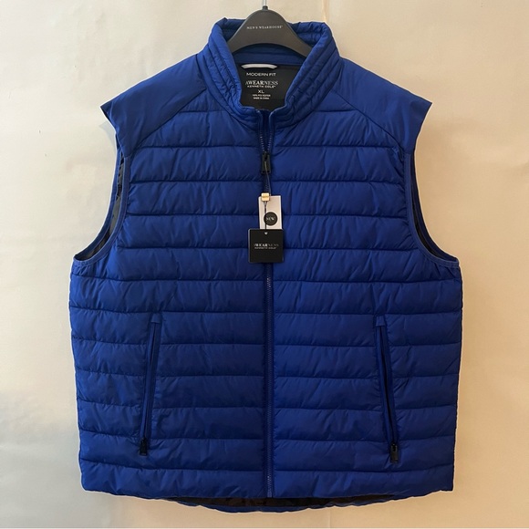 Wearness Kenneth Cole Men’s Royal Blue Quilted Vest with High Collar Size XL - Picture 1 of 9